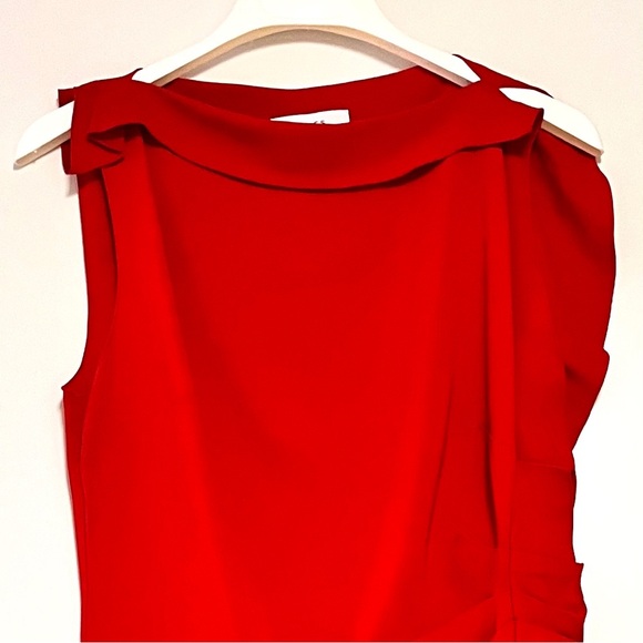 REISS Robyn Dress Ruffle Side Bodycon Cocktail Red Size 6 Knee Length - Picture 5 of 10